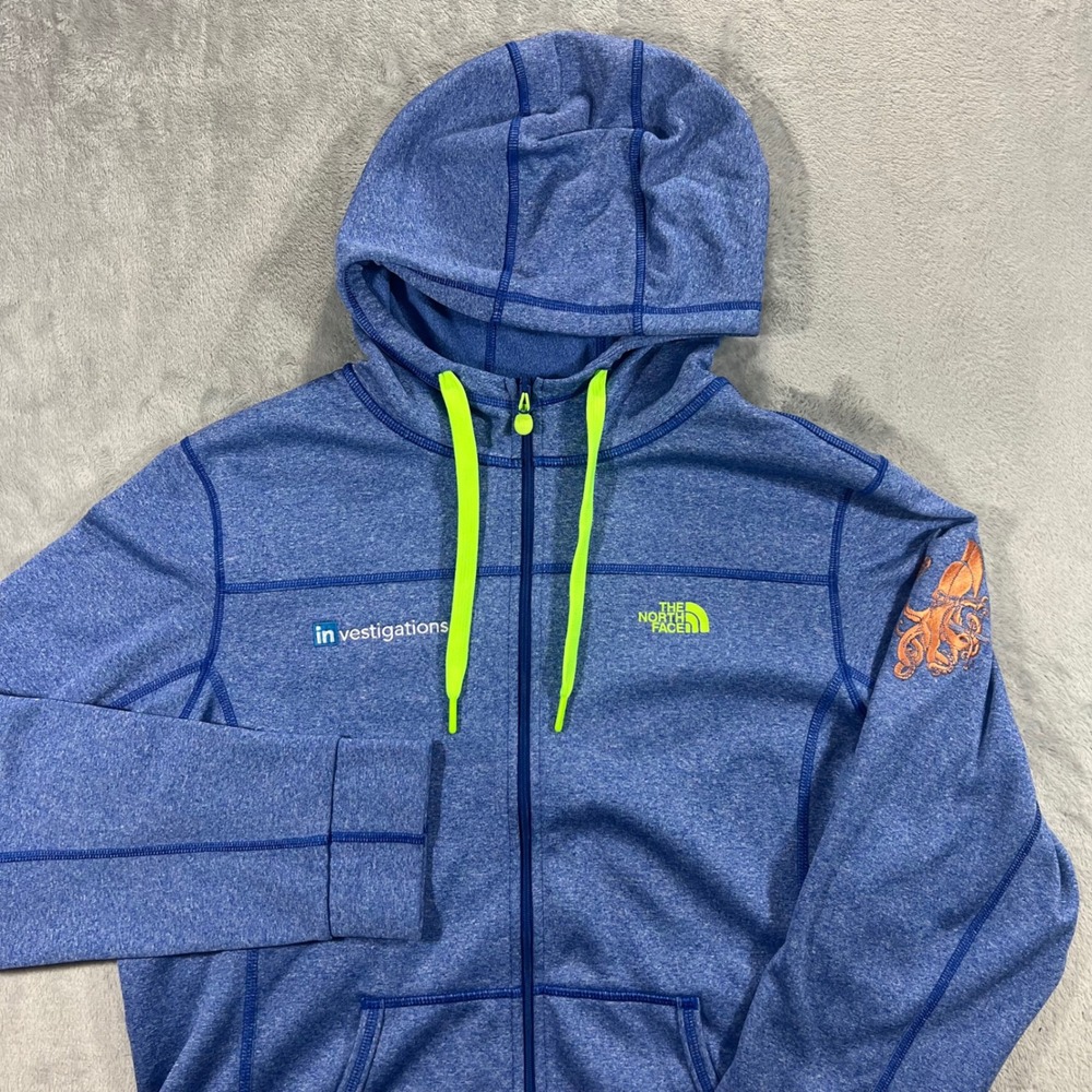 THE NORTH FACE Hoodie Womens XL Blue Full Zip Fleece Investigations Octopus